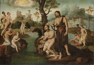 The baptism of Christ, circle of Maarten van Heemskerck, c. 1560 - c. 1565