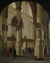 View of the Oude Kerk in Delft, The Netherlands, Hendrick Cornelisz. van Vliet, 1654