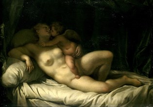 Cupid Kissing Venus, Venus Kissed by Amor, manner of Adriaen van der Werff, 1700 - 1725