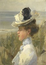 Young woman overlooking the sea, Isaac Israels, c. 1895 - c. 1900