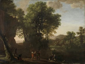 Landscape with the baptism of the eunuch, Herman van Swanevelt, 1630 - 1639