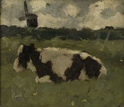 Lying cow with mill, Richard Roland Holst, 1888