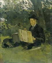 Jan Verkade, 1868-1946, painting under a tree 1891, Richard Roland Holst, 1891