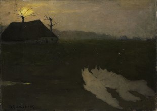 Evening landscape with moon, 1891, Richard Roland Holst, 1891