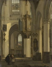 Interior of a Protestant Gothic Church with Motifs from the Old and New Church in Amsterdam The