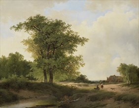 Landscape with farm house, Johannes Warnardus Bilders, c. 1840 - c. 1890