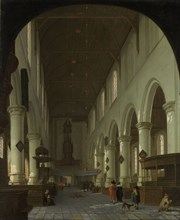Interior of the Oude Kerk in Delft from the Choir toward the Portal, The Netherlands, attributed to