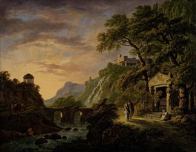 Arcadian Landscape with sunset, DaniÃ«l Dupré, 1792 - 1809
