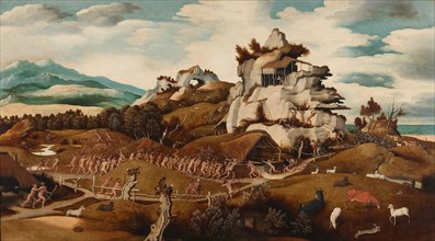 Landscape with an Episode from the Conquest of America, Jan Jansz Mostaert, c. 1535