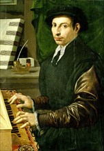 Man Playing the Clavichord, Francesco Traballesi, 1554 - 1570