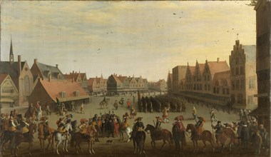 Disbanding of the Waardgelders by Prince Maurice on the Neude at Utrecht, 31 July 1618, Joost