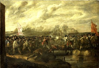 Infantry Battle at a Bridge, attributed to Nicolaas van Eyck, I, 1627 - 1679