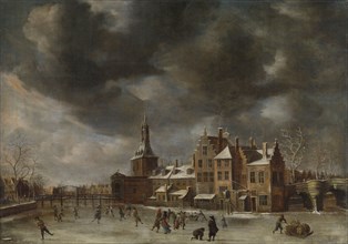 The Blauwpoort of Leiden in Winter, The Netherlands, Abraham Beerstraten, c. 1635 - c. 1665