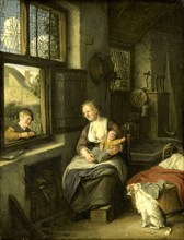A Mother and her Children, A Mother's Happiness, Cornelis Dusart, 1690