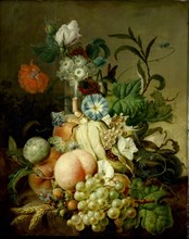 Still Life with Flowers and Fruit, Jan Evert Morel, I, 1800 - 1808