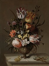 Still Life with a Vase of Flowers and a Dead Frog, Jacob Marrel, 1634