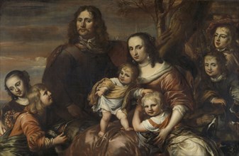 A couple with six children, JÃ¼rgen Ovens, 1650 - 1678