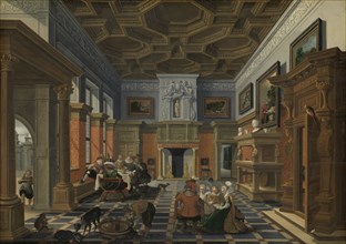 Interior with a Company, Bartholomeus van Bassen, Esaias van de Velde, 1622 - 1624