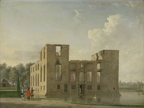 Rear View of Berckenrode Castle in Heemstede after the Fire, The Netherlands, Jan ten Compe, 1747