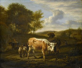 Hilly Landscape with Cows, Adriaen van de Velde, 1663