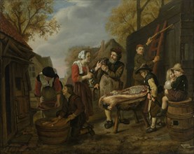 Butchering a Pig, Jan Victors, 1648