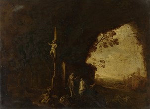 Nymphs in a Grotto with Ancient Ruins, Petrus van Hattich, 1640 - 1649