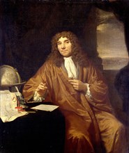 Portrait of Anthonie van Leeuwenhoek, Natural Philosopher and Zoologist in Delft, The Netherlands,