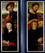 Two Wings of a Triptych with Portraits of Donors with Saints Adrian and John the Baptist,