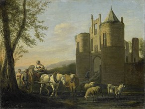 Entrance Gate of Egmond Castle, The Netherlands, Gerrit Adriaensz. Berckheyde, 1670 - 1698