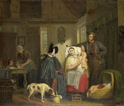 Visit with the New Mother, Moritz Calisch, 1835