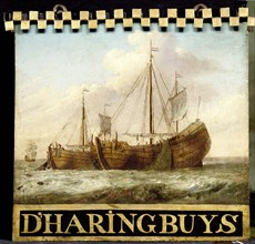 Sign, both sides painted with Herring Boats, Anonymous, 1700 - 1799