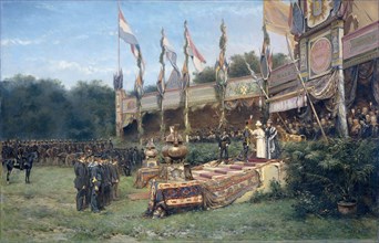 Presentation of the Lombok Cross by Queen Wilhelmina on the Malieveld Hague, 6 juli 1895, The