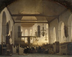 A Service in the Geertekerk, Utrecht, The Netherlands, Johannes Bosboom, 1852