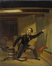 Jan van Speyk insert the fuse in the powder, 5 februari 1831, Jacobus Schoemaker Doyer, 1831 - 1850