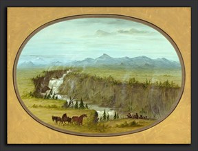 George Catlin (American, 1796 - 1872), Falls of the Snake River, 1855-1869, oil on card mounted on