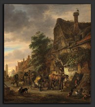 Isack van Ostade (Dutch, 1621 - 1649), Workmen before an Inn, 1645, oil on panel