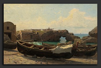 William Stanley Haseltine, Marina Piccola, Capri, American, 1835 - 1900, c. 1858, oil on paper on