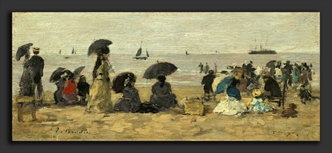 EugÃ¨ne Boudin (French, 1824 - 1898), The Beach, 1877, oil on wood