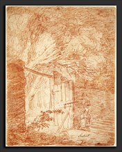 Hubert Robert, The Garden Gate, French, 1733 - 1808, 1760-1765, red chalk on laid paper