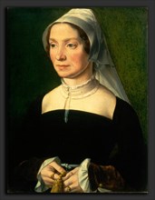 Probably Antwerp 16th Century, Wife of a Member of the de Hondecoeter Family, 1543, oil on panel