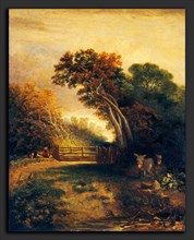 Attributed to Joseph Paul, Landscape with Picnickers and Donkeys by a Gate, British, 1804 - 1887, c