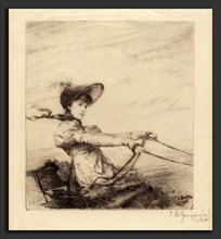 Ignaz Marcel Gaugengigl, Untitled (Woman Driving Carriage), German, 1855 - 1932, c. 1884, etching