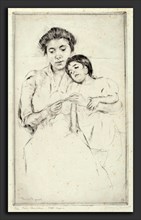 Mary Cassatt, The Crocheting Lesson, American, 1844 - 1926, c. 1902, drypoint