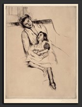 Mary Cassatt, Reine and Margot Seated on a Sofa (No. 2), American, 1844 - 1926, c. 1902, drypoint