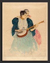 Mary Cassatt, The Banjo Lesson, American, 1844 - 1926, c. 1893, color drypoint and aquatint with