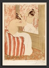 Mary Cassatt, The Coiffure, American, 1844 - 1926, 1890-1891, drypoint and aquatint on laid paper