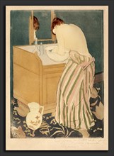 Mary Cassatt, Woman Bathing, American, 1844 - 1926, 1890-1891, color drypoint and aquatint