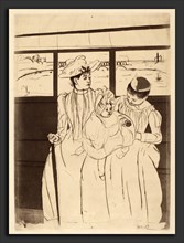 Mary Cassatt, In the Omnibus, American, 1844 - 1926, c. 1891, soft-ground etching, drypoint, and