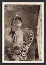 Mary Cassatt, Waiting, American, 1844 - 1926, c. 1879, aquatint and soft-ground etching
