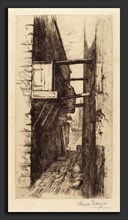 Blanche Dillaye, Untitled (Alleyway with View of a Harbor), American, 1851 - 1932, c. 1885, etching